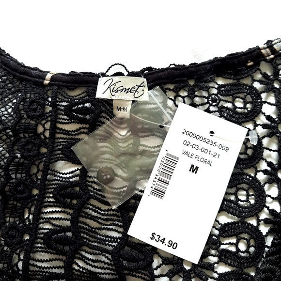 Kismet | Black tropical pattern button up women's tank top - Picture 8 of 9